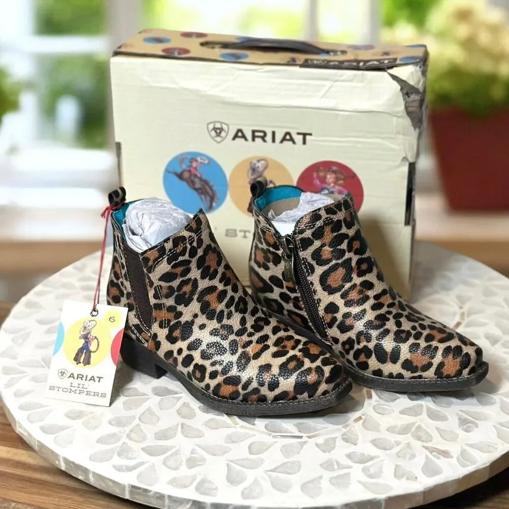 Ariat Lil’ Stompers “Lucy” Leopard Print Toddler Western Cowboy Booties Size 6